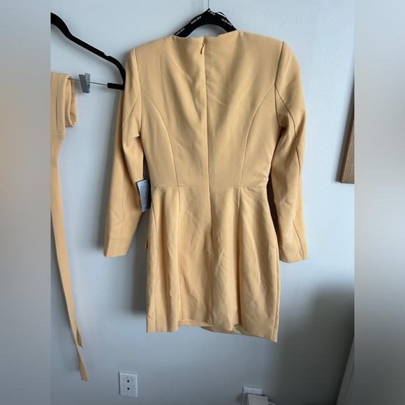 Lavish Alice Obi Butter Yellow Belted Blazer Dress with Long Sleeves - Picture 9 of 9